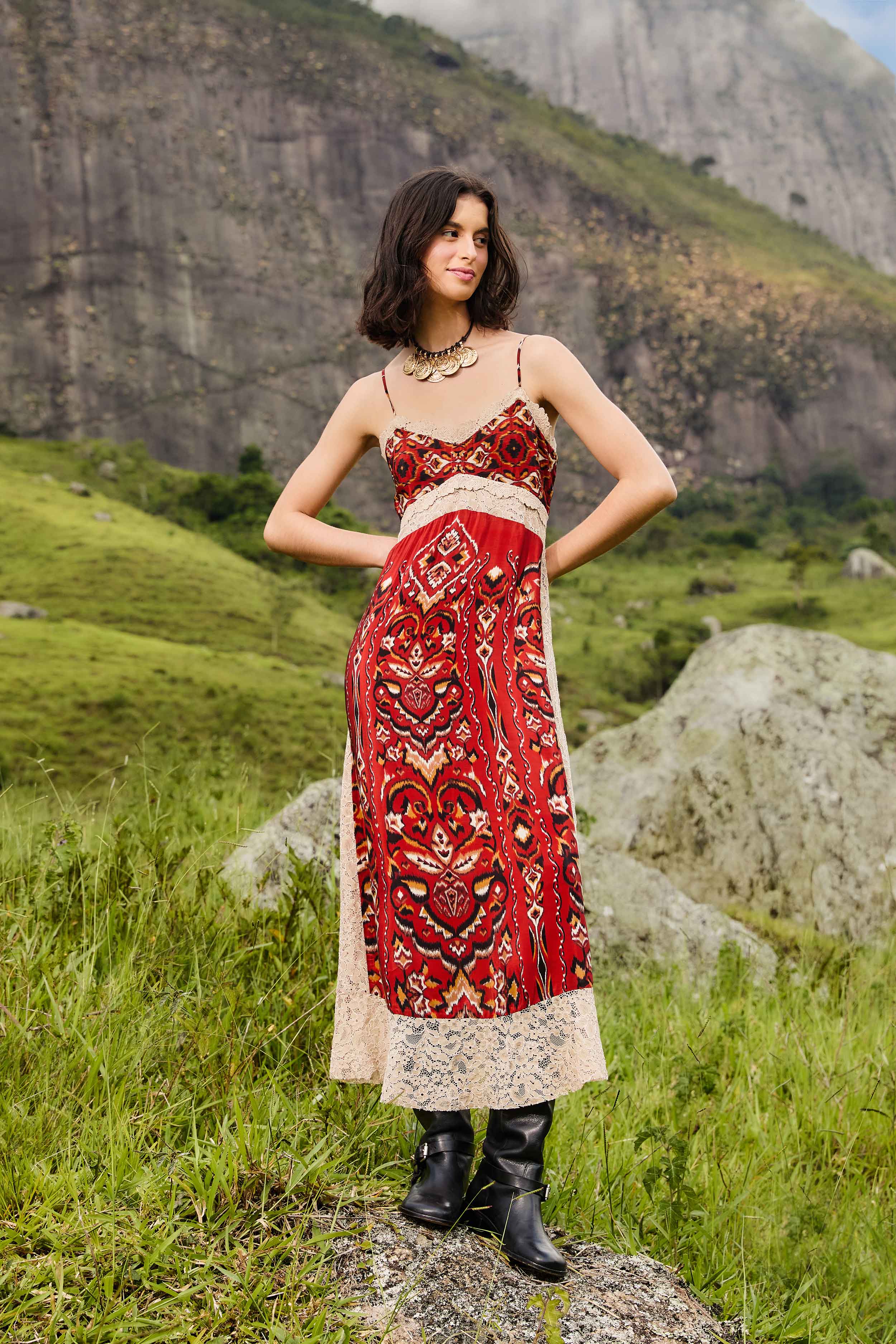 Sand Ainika Pineapple Ikat Midi Dress